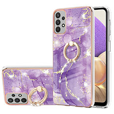 Funda Silicona Gel Goma Patron de Moda Carcasa con Anillo de dedo Soporte Y05B para Samsung Galaxy A23 4G Morado