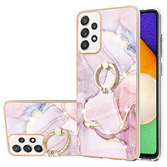 Funda Silicona Gel Goma Patron de Moda Carcasa con Anillo de dedo Soporte Y05B para Samsung Galaxy A52 4G Rosa