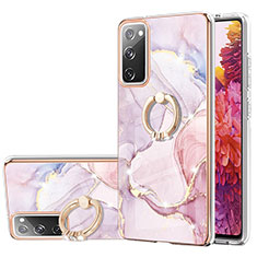 Funda Silicona Gel Goma Patron de Moda Carcasa con Anillo de dedo Soporte Y05B para Samsung Galaxy S20 FE 4G Rosa