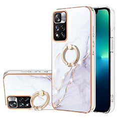 Funda Silicona Gel Goma Patron de Moda Carcasa con Anillo de dedo Soporte Y05B para Xiaomi Mi 11i 5G (2022) Blanco