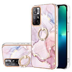 Funda Silicona Gel Goma Patron de Moda Carcasa con Anillo de dedo Soporte Y05B para Xiaomi Poco M4 Pro 5G Rosa