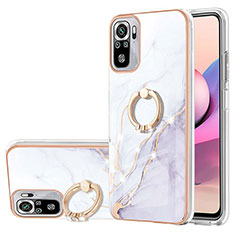 Funda Silicona Gel Goma Patron de Moda Carcasa con Anillo de dedo Soporte Y05B para Xiaomi Poco M5S Blanco