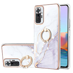 Funda Silicona Gel Goma Patron de Moda Carcasa con Anillo de dedo Soporte Y05B para Xiaomi Redmi Note 10 Pro Max Blanco