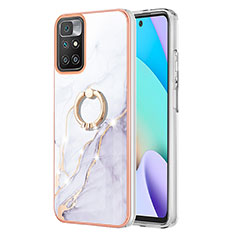 Funda Silicona Gel Goma Patron de Moda Carcasa con Anillo de dedo Soporte Y05B para Xiaomi Redmi Note 11 4G (2021) Blanco