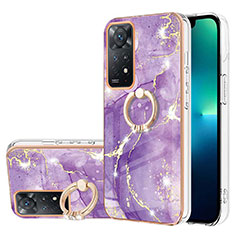 Funda Silicona Gel Goma Patron de Moda Carcasa con Anillo de dedo Soporte Y05B para Xiaomi Redmi Note 11 Pro 4G Morado