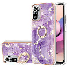 Funda Silicona Gel Goma Patron de Moda Carcasa con Anillo de dedo Soporte Y05B para Xiaomi Redmi Note 11 SE India 4G Morado