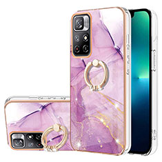 Funda Silicona Gel Goma Patron de Moda Carcasa con Anillo de dedo Soporte Y05B para Xiaomi Redmi Note 11S 5G Purpura Claro