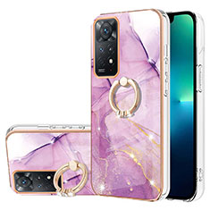 Funda Silicona Gel Goma Patron de Moda Carcasa con Anillo de dedo Soporte Y05B para Xiaomi Redmi Note 12 Pro 4G Purpura Claro