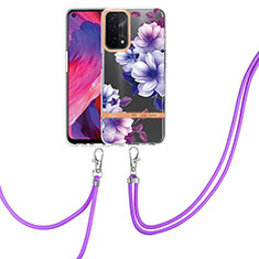 Funda Silicona Gel Goma Patron de Moda Carcasa con Anillo de dedo Soporte Y06B para OnePlus Nord N200 5G Morado