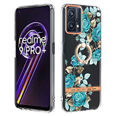 Funda Silicona Gel Goma Patron de Moda Carcasa con Anillo de dedo Soporte Y06B para Realme Narzo 50 Pro 5G Cian