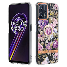 Funda Silicona Gel Goma Patron de Moda Carcasa con Anillo de dedo Soporte Y06B para Realme Q5 5G Purpura Claro