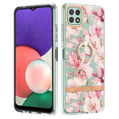 Funda Silicona Gel Goma Patron de Moda Carcasa con Anillo de dedo Soporte Y06B para Samsung Galaxy A22s 5G Rosa