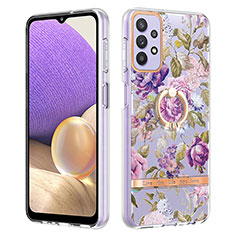 Funda Silicona Gel Goma Patron de Moda Carcasa con Anillo de dedo Soporte Y06B para Samsung Galaxy A23 5G Purpura Claro