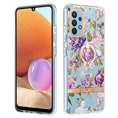 Funda Silicona Gel Goma Patron de Moda Carcasa con Anillo de dedo Soporte Y06B para Samsung Galaxy A32 4G Purpura Claro