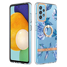 Funda Silicona Gel Goma Patron de Moda Carcasa con Anillo de dedo Soporte Y06B para Samsung Galaxy A52s 5G Azul