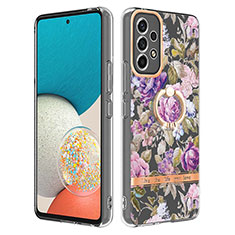 Funda Silicona Gel Goma Patron de Moda Carcasa con Anillo de dedo Soporte Y06B para Samsung Galaxy A53 5G Purpura Claro