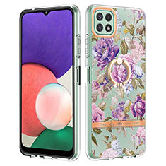 Funda Silicona Gel Goma Patron de Moda Carcasa con Anillo de dedo Soporte Y06B para Samsung Galaxy F42 5G Purpura Claro