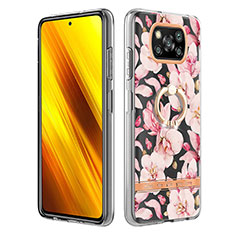 Funda Silicona Gel Goma Patron de Moda Carcasa con Anillo de dedo Soporte Y06B para Xiaomi Poco X3 Pro Rosa