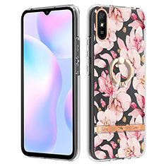 Funda Silicona Gel Goma Patron de Moda Carcasa con Anillo de dedo Soporte Y06B para Xiaomi Redmi 9AT Rosa