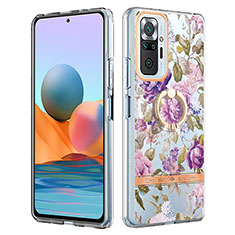 Funda Silicona Gel Goma Patron de Moda Carcasa con Anillo de dedo Soporte Y06B para Xiaomi Redmi Note 10 Pro Max Purpura Claro