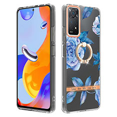 Funda Silicona Gel Goma Patron de Moda Carcasa con Anillo de dedo Soporte Y06B para Xiaomi Redmi Note 11 Pro 4G Azul