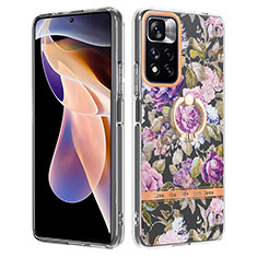 Funda Silicona Gel Goma Patron de Moda Carcasa con Anillo de dedo Soporte Y06B para Xiaomi Redmi Note 11 Pro+ Plus 5G Purpura Claro