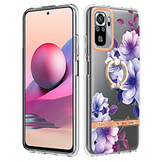 Funda Silicona Gel Goma Patron de Moda Carcasa con Anillo de dedo Soporte Y06B para Xiaomi Redmi Note 11 SE India 4G Morado