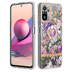 Funda Silicona Gel Goma Patron de Moda Carcasa con Anillo de dedo Soporte Y06B para Xiaomi Redmi Note 11 SE India 4G Purpura Claro