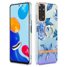 Funda Silicona Gel Goma Patron de Moda Carcasa con Anillo de dedo Soporte Y06B para Xiaomi Redmi Note 11S 4G Azul