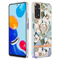 Funda Silicona Gel Goma Patron de Moda Carcasa con Anillo de dedo Soporte Y06B para Xiaomi Redmi Note 11S 4G Blanco