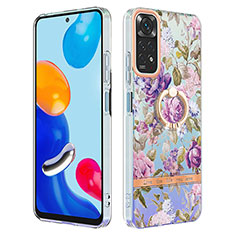 Funda Silicona Gel Goma Patron de Moda Carcasa con Anillo de dedo Soporte Y06B para Xiaomi Redmi Note 11S 4G Purpura Claro