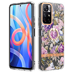 Funda Silicona Gel Goma Patron de Moda Carcasa con Anillo de dedo Soporte Y06B para Xiaomi Redmi Note 11S 5G Purpura Claro