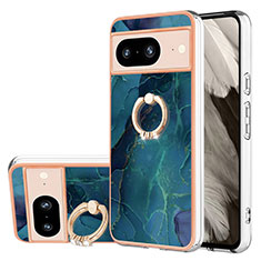 Funda Silicona Gel Goma Patron de Moda Carcasa con Anillo de dedo Soporte YB1 para Google Pixel 8 5G Verde