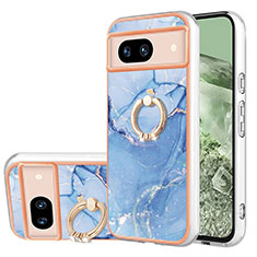 Funda Silicona Gel Goma Patron de Moda Carcasa con Anillo de dedo Soporte YB1 para Google Pixel 8a 5G Azul