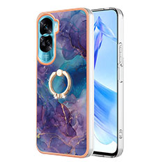 Funda Silicona Gel Goma Patron de Moda Carcasa con Anillo de dedo Soporte YB1 para Huawei Honor 90 Lite 5G Morado