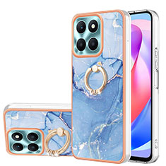 Funda Silicona Gel Goma Patron de Moda Carcasa con Anillo de dedo Soporte YB1 para Huawei Honor X6a Azul