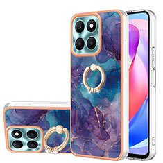 Funda Silicona Gel Goma Patron de Moda Carcasa con Anillo de dedo Soporte YB1 para Huawei Honor X6a Morado