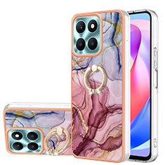 Funda Silicona Gel Goma Patron de Moda Carcasa con Anillo de dedo Soporte YB1 para Huawei Honor X6a Purpura Claro