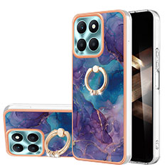 Funda Silicona Gel Goma Patron de Moda Carcasa con Anillo de dedo Soporte YB1 para Huawei Honor X8b Morado