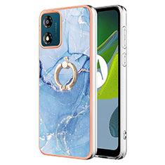 Funda Silicona Gel Goma Patron de Moda Carcasa con Anillo de dedo Soporte YB1 para Motorola Moto E13 Azul