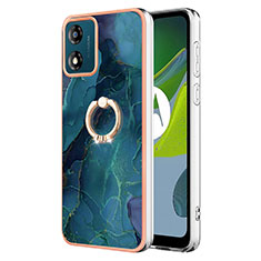 Funda Silicona Gel Goma Patron de Moda Carcasa con Anillo de dedo Soporte YB1 para Motorola Moto E13 Verde