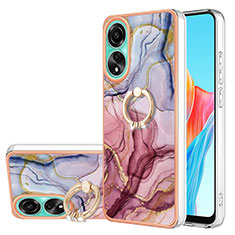 Funda Silicona Gel Goma Patron de Moda Carcasa con Anillo de dedo Soporte YB1 para Oppo A78 4G Purpura Claro