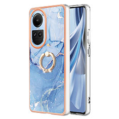 Funda Silicona Gel Goma Patron de Moda Carcasa con Anillo de dedo Soporte YB1 para Oppo Reno10 5G Azul