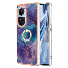 Funda Silicona Gel Goma Patron de Moda Carcasa con Anillo de dedo Soporte YB1 para Oppo Reno10 5G Morado