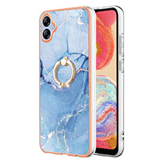 Funda Silicona Gel Goma Patron de Moda Carcasa con Anillo de dedo Soporte YB1 para Samsung Galaxy A04E Azul