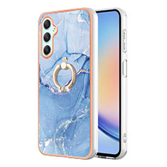 Funda Silicona Gel Goma Patron de Moda Carcasa con Anillo de dedo Soporte YB1 para Samsung Galaxy A25 5G Azul