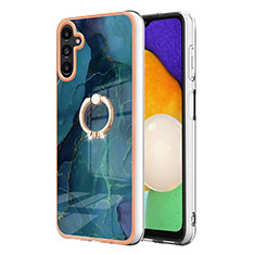 Funda Silicona Gel Goma Patron de Moda Carcasa con Anillo de dedo Soporte YB1 para Samsung Galaxy A54 5G Verde