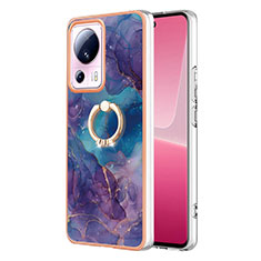 Funda Silicona Gel Goma Patron de Moda Carcasa con Anillo de dedo Soporte YB1 para Xiaomi Civi 2 5G Morado