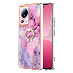 Funda Silicona Gel Goma Patron de Moda Carcasa con Anillo de dedo Soporte YB1 para Xiaomi Civi 2 5G Purpura Claro