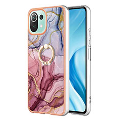 Funda Silicona Gel Goma Patron de Moda Carcasa con Anillo de dedo Soporte YB1 para Xiaomi Mi 11 Lite 4G Multicolor